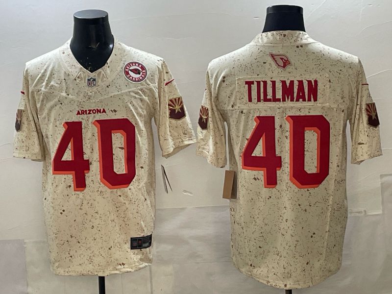 Men 2025 Nike Arizona Cardinals #40 Tillman Cream Throwback 5th generation Limited NFL Jersey 0011